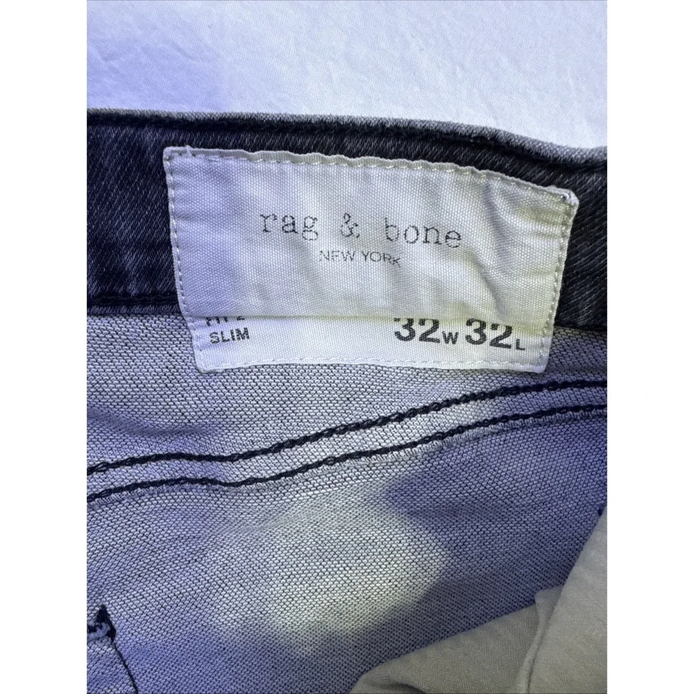 Rag & Bone Jeans Men's 32X32 Black BLACK  Fit 2  Slim Button ZIP